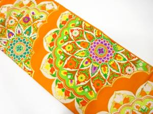 アンティーク　華紋模様織り出し袋帯（着用可）